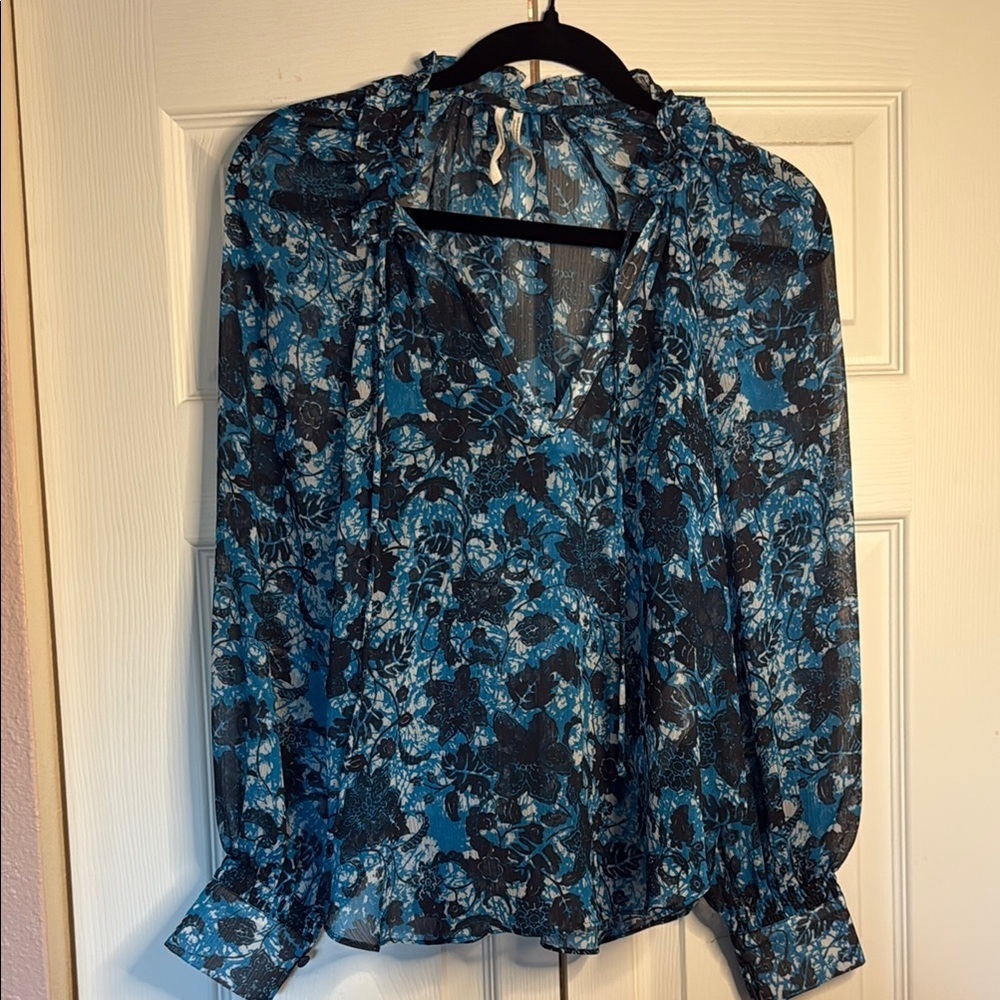 Anthropologie Floral Sheer Women's Peasant top size S